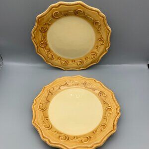 Set of 2  Pier1 Gemma Baroque Hand-painted Earthenware Salad Plates 9"